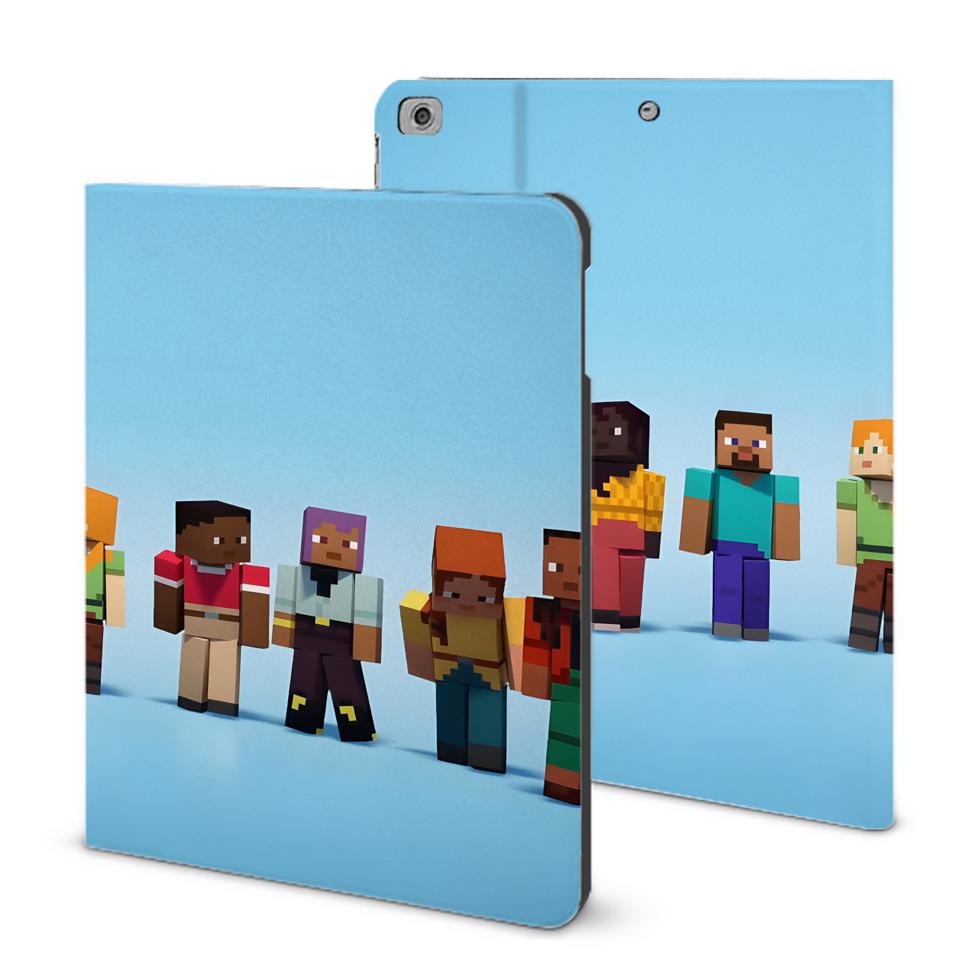 （画像用） マインクラフト ブロックの世界 Minecraft MC Block world IPad ケース ブック型 PUレザー TPU 耐衝撃 軽量 薄型 ペン収納なし 全面保護 IPad 各モデル対応